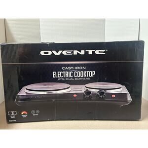 OVENTE Cast Iron Electric 1700W Cook Top W/ Dual Burners-Hot Plate-Counter Top